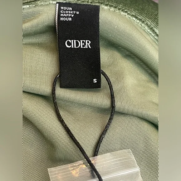 NWT Cider Belted Sage Green Velvet Mini Dress, Size Small - Picture 11 of 11